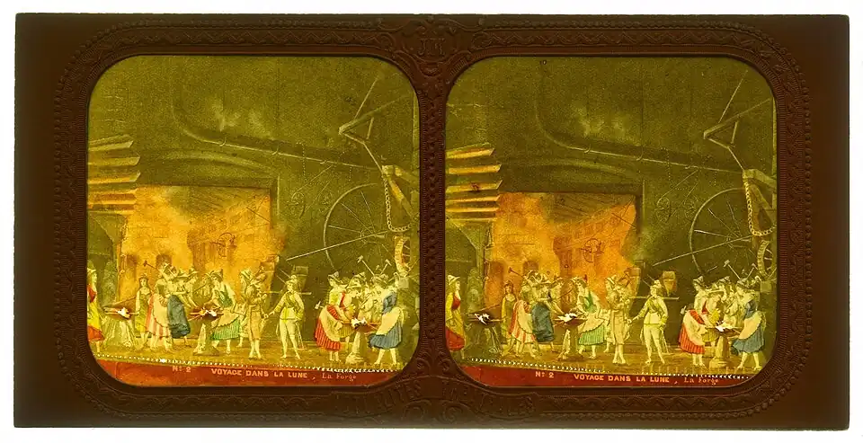 Die Schmiede. Stereoskopie von Jules Alexandre Marinier, um 1875