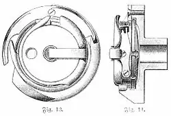 Fig. 13 und 14 Verkuppelung des Spulengehäuses mit dem Greifer. Vorder- und Seitenansicht