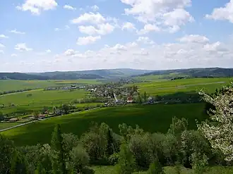 Typische Landschaft des Niederen Gesenke bei Mährisch-Kotzendorf vom Uhlířský vrch