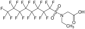 Strukturformel der N-Ethylperfluoroctansulfonamidoessigsäure