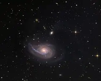 Panoramaaufnahme von NGC 772 mithilfe eines Teleskops mit einer Apertur von 60 cm. Die deutlich kleinere Begleitgalaxie NGC 770 ist oberhalb, nahe der Bildmitte zu sehen.