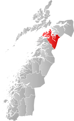 Lage der Kommune in der Provinz Nordland