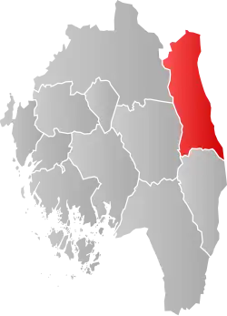 Lage der Kommune in der Provinz Østfold