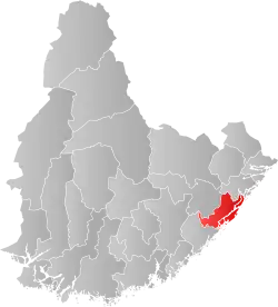 Lage der Kommune in der Provinz Agder