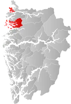 Lage der Kommune in der Provinz Vestland