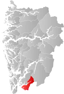 Lage der Kommune in der Provinz Vestland