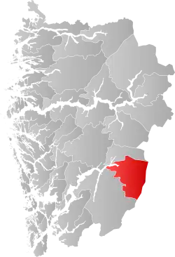 Lage der Kommune in der Provinz Vestland
