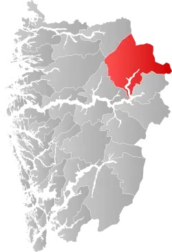 Lage der Kommune in der Provinz Vestland