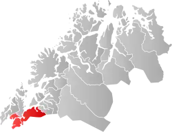 Lage der Kommune in der Provinz Troms