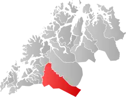 Lage der Kommune in der Provinz Troms