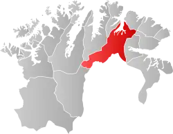 Lage der Kommune in der Provinz Finnmark