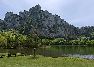Blick auf Katzenstein mit Laudachsee im Vordergrund