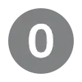 Rundes Liniensignet mit weißer Ziffer 0 in grau gefülltem Kreis vor neutralem Hintergrund