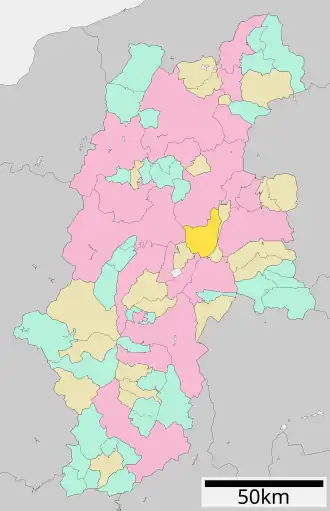 Lage Nagawas in der Präfektur