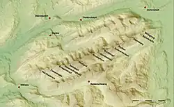 Karte mit Bergen der Nagelfluhkette