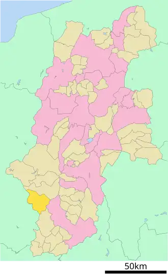 Lage Nagisos in der Präfektur