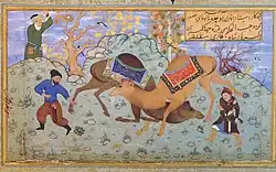 Nānhā: Kopie von Bihzāds Kamelkampf, ca. 1608.