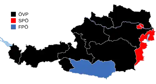 Stärkste Partei auf Ebene der Bundesländer (mit Wahlkarten)