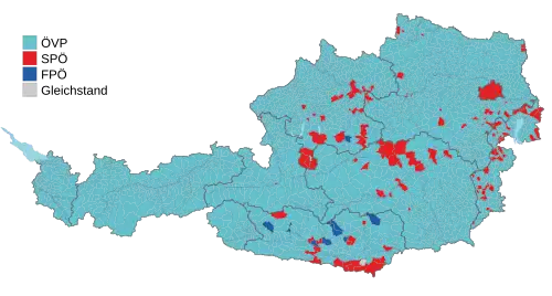 Stärkste Partei auf Gemeindeebene (ohne Wahlkarten)