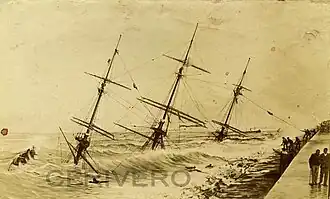 Bild des havarierten Schiffs