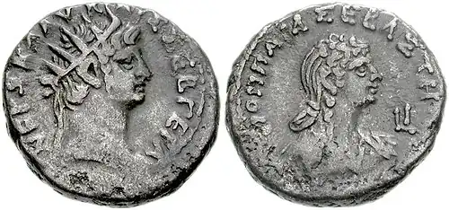 Alexandriner Tetradrachme, Nero und Poppaea Sabina, 54–68 n. Chr. (12,49 g)