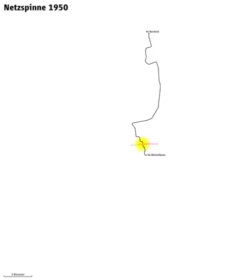 Den Lindentunnel befahrende Linien, 26. Mai 1950