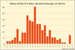 Neuerkrankungen je Woche in Beni zwischen 23. Juli 2018 und 28. Januar 2019