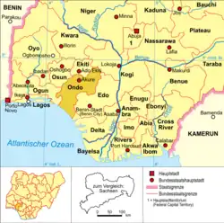 Lage Akures in Südnigeria