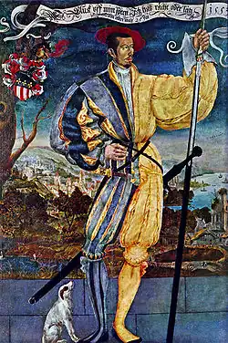 Niklaus Manuel d. J. in der Tracht eines eidgenössischen Reisläufers, 1553