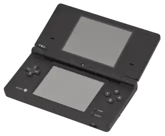 Schwarzer Nintendo DSi, aufgeklappt