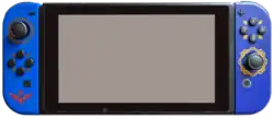 Nintendo-Switch-Konsole (2017) mit hylianisch gestalteten Joy-Cons