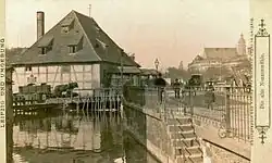 Die Nonnenmühle mit der Harkortstraße und der Thomaskirche, um 1890
