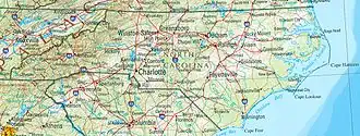 Geographische Karte North Carolinas