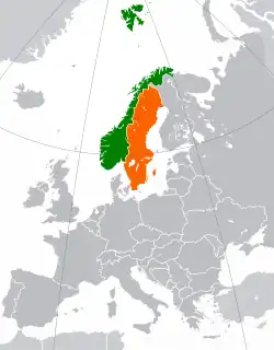 Lage von Norwegen und Schweden