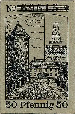 Der Waldemarturm auf einem Notgeldschein von 1919