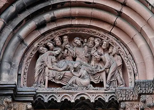 Marientod, Südportal des Straßburger Münsters, nach 1225