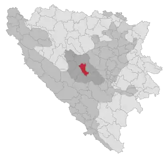 Lage der Gemeinde Novi Travnik in Bosnien und Herzegowina (anklickbare Karte)