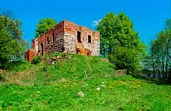 Die Burgruine liegt auf einer Anhöhe (Foto von 2007)