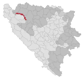 Lage der Gemeinde Oštra Luka in Bosnien und Herzegowina (anklickbare Karte)