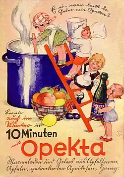 Opekta-Werbung Anfang der 1930er Jahre noch in Sütterlinschrift