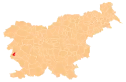 Karte von Slowenien, Position von Občina Renče-Vogrsko hervorgehoben