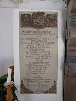 Gedenktafel für Franz Ignaz Reisch († 1798)