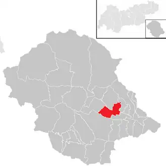 Lage der Gemeinde Oberlienz im Bezirk Lienz (anklickbare Karte)