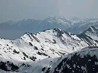 Östlicher Ochsenhofer Kopf (1965 m) mit Lüchlekopf von der Güntlespitze (2092 m)