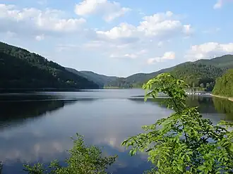 Odertalsperre vom Staudamm aus gesehen, Juni 2005