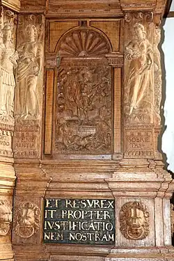 Darstellung der Auferstehung Christi am Kanzelkorb