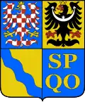 Wappen von Olomoucký kraj (deutsch Olmützer Region), Tschechien („SPQO“ - „Senatus Populusque Olomucensis“ („Senat und Volk von Olmütz“))