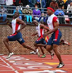 Vizeweltmeister Darvis Patton – im Vordergrund, hier auf Rang zwei (weiter hinten als Sieger des abgebildeten Rennens Weltmeister John Capel)