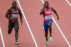 Der am Ende siebtplatzierte Ferdinand Omanyala (links) neben Noah Lyles