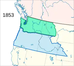 1853: ﻿Oregon-Territorium ﻿Washington-Territorium
